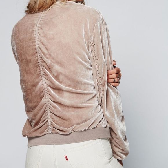 Free People Crushed Velvet Bomber Jacket - Picture 4 of 12